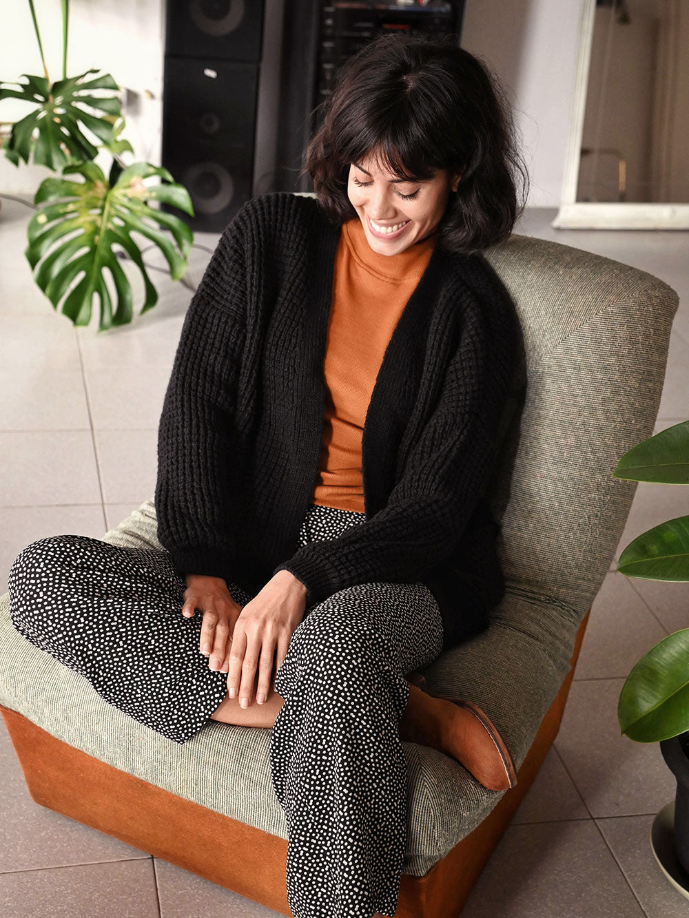 Chaqueta Greta en color Black de punto – ANTONIETA Barcelona